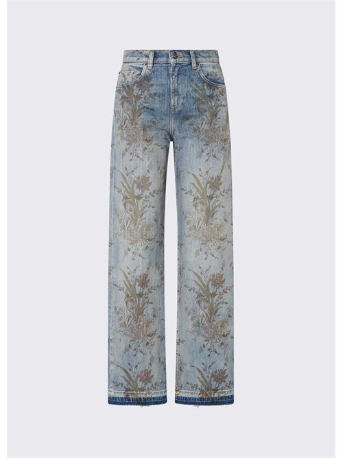 Jeans straight a vita alta con stampa LIU JO | UF6165D0371/79103